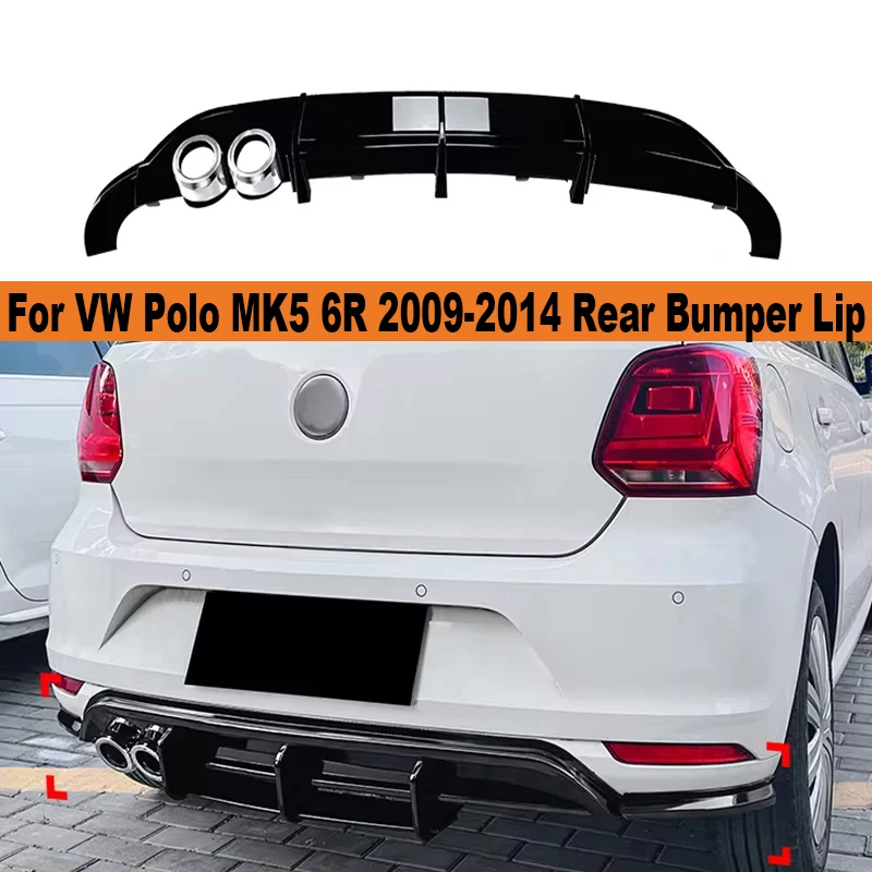 For VW Polo MK5 6R 2009-2014 Rear Bumper Lip Diffuser Spoiler Splitter Protector Car Styling Auto Accessories Decoration