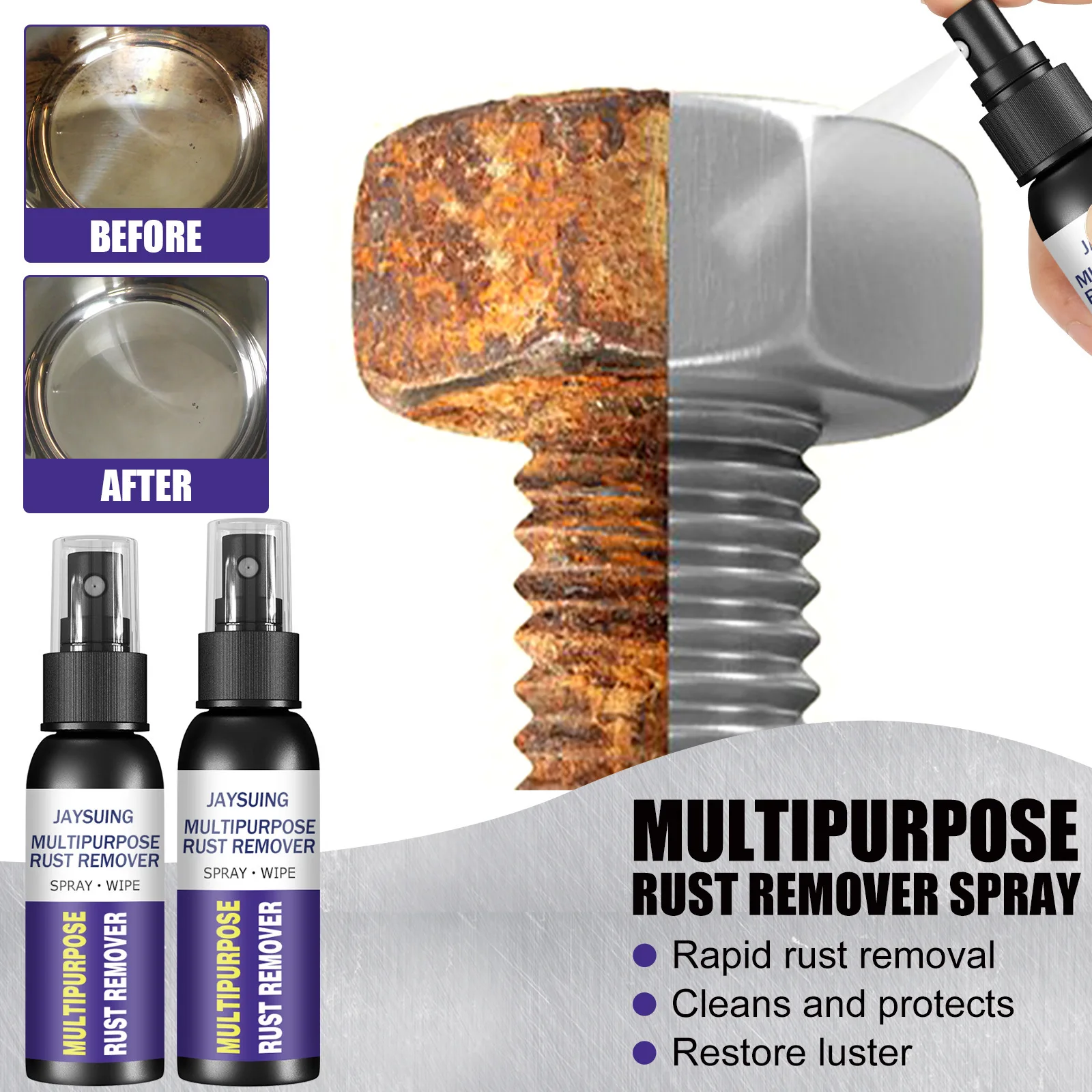 Spray para eliminar óxido de Metal, agente de reacondicionamiento de ruedas automotrices multifuncional, removedor de óxido, pulverizador de mantenimiento para detalles de coches