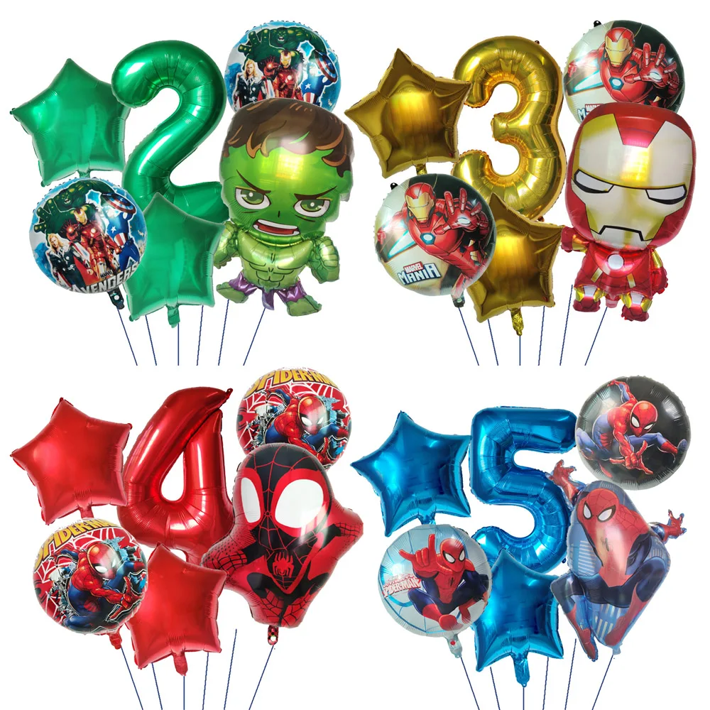 6pcs Super Hero Balloon Spiderman The Avengers Balloons Kids Birthday Party Decoration Baby Shower Iron Man Balloons