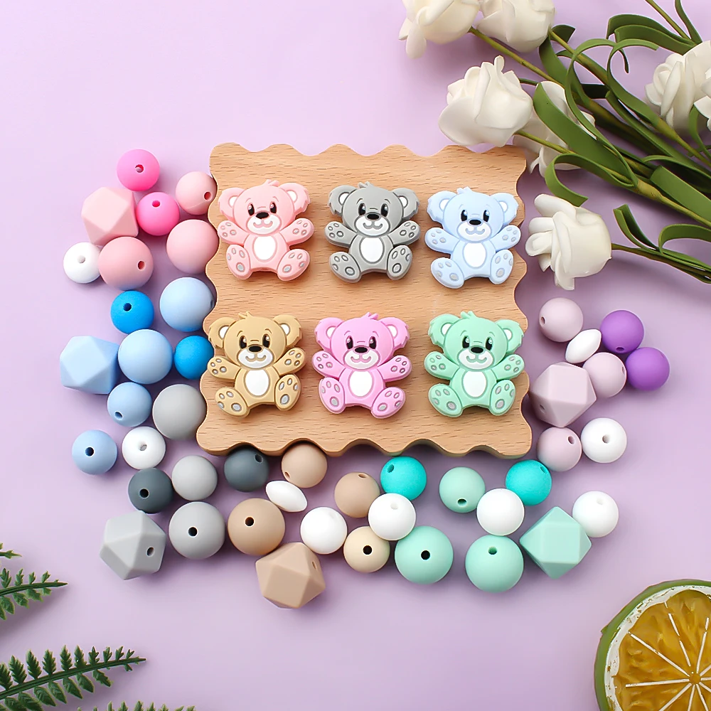 3D Bear Silicone Beads for DIY Keychains and Crafts