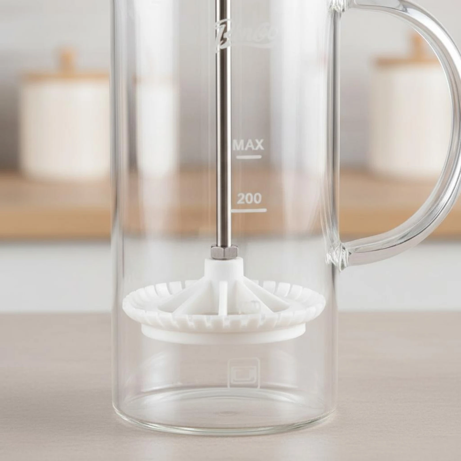 Glass Milk Frother Transparent Plunger Milk Frother Latte Art Pitcher Easy to Clean Kitchen Tool Heat Resistant