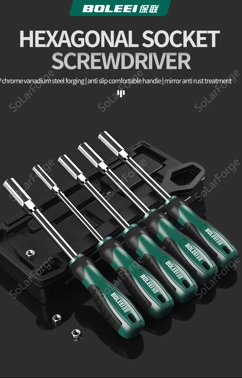 Picture 7: BAOLIAN Screwdriver Socket Wrench Hex Screwdriver Hexagonal Nut Key Extend Driver 5-14mm Metal Socket Driver Wrench Screwdriver