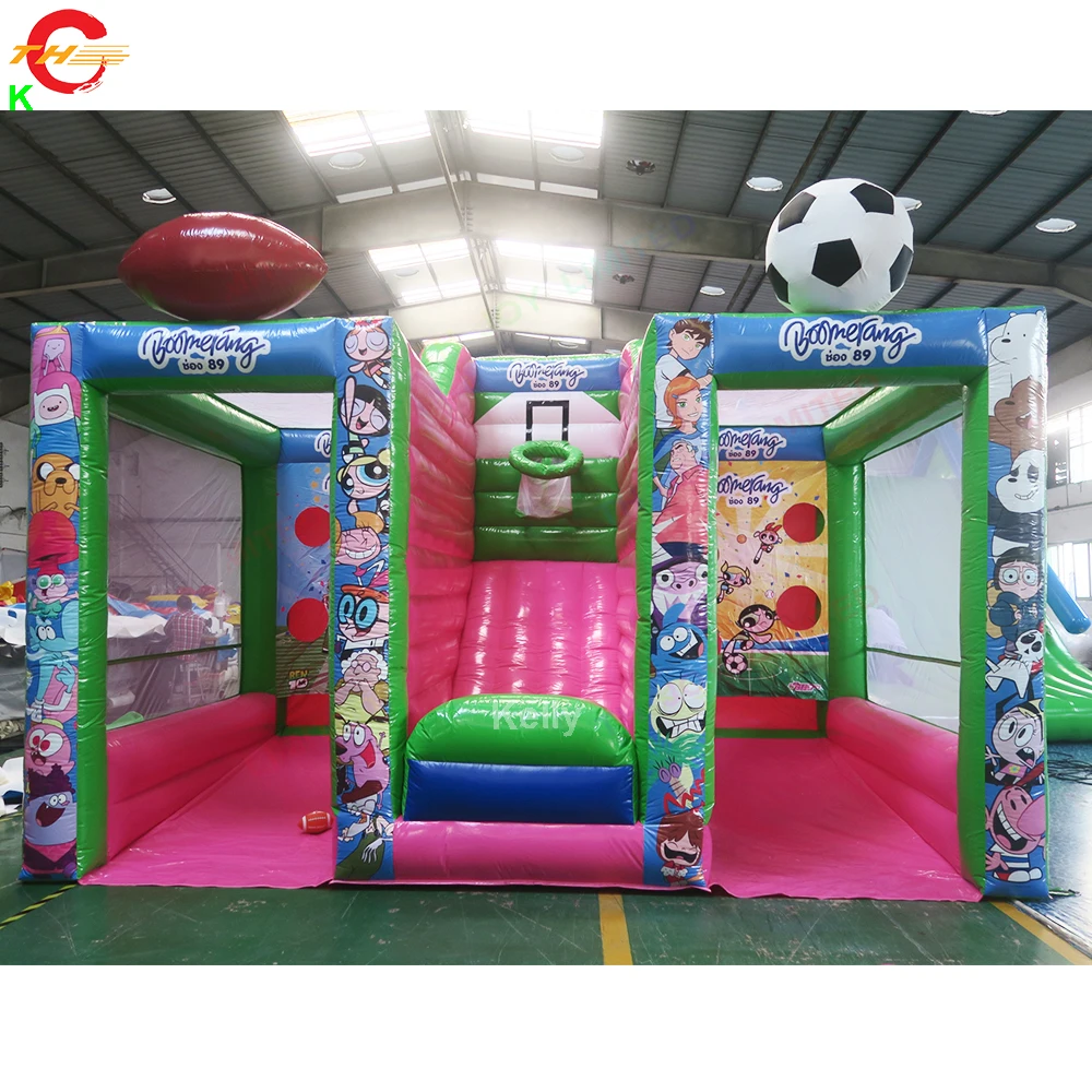 5x3x3mH Inflatable Rugby Basketball Football Shooting Inflatable Carnival Game Toys 3 in 1 Inflatables for Sale