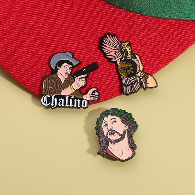 Metal Mexican Enamel Hat Pins Retro Decoration Painted Brooches Jewelry Accessories Cap Clothing Badge Jewelry Gifts For Friends