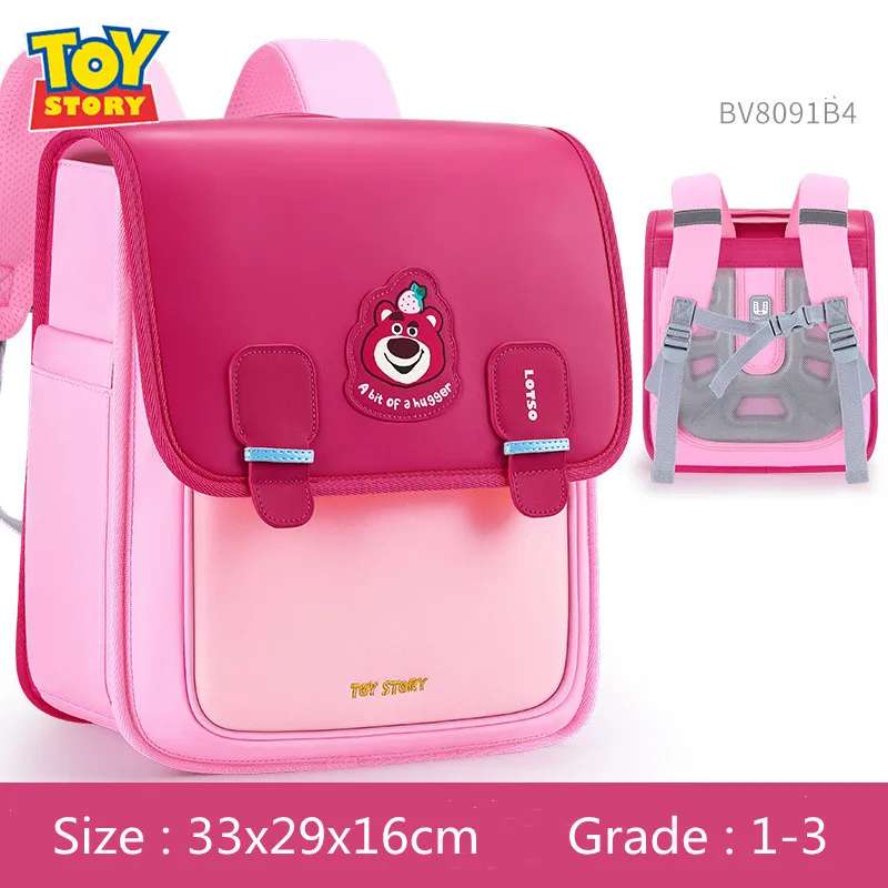 Disney Lotso Girls School Bags Grade 1-3 Primary Student Shoulder Orthopedic Breathable Backpack Large Capacity Light Mochilas