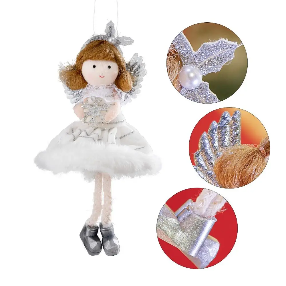 Christmas Feature Angel Wings Girl Pendant Fashionable Cute Skirt Doll Ornament Snowflake Angel Xmas Tree Pendant Dining Room