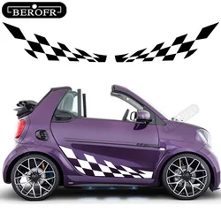 Car Door Side Lattice Vinyl Film Stickers For Mercedes Benz Smart Fortwo W453 W451 Racing Auto Body Decor Decal Accessories 2PCS