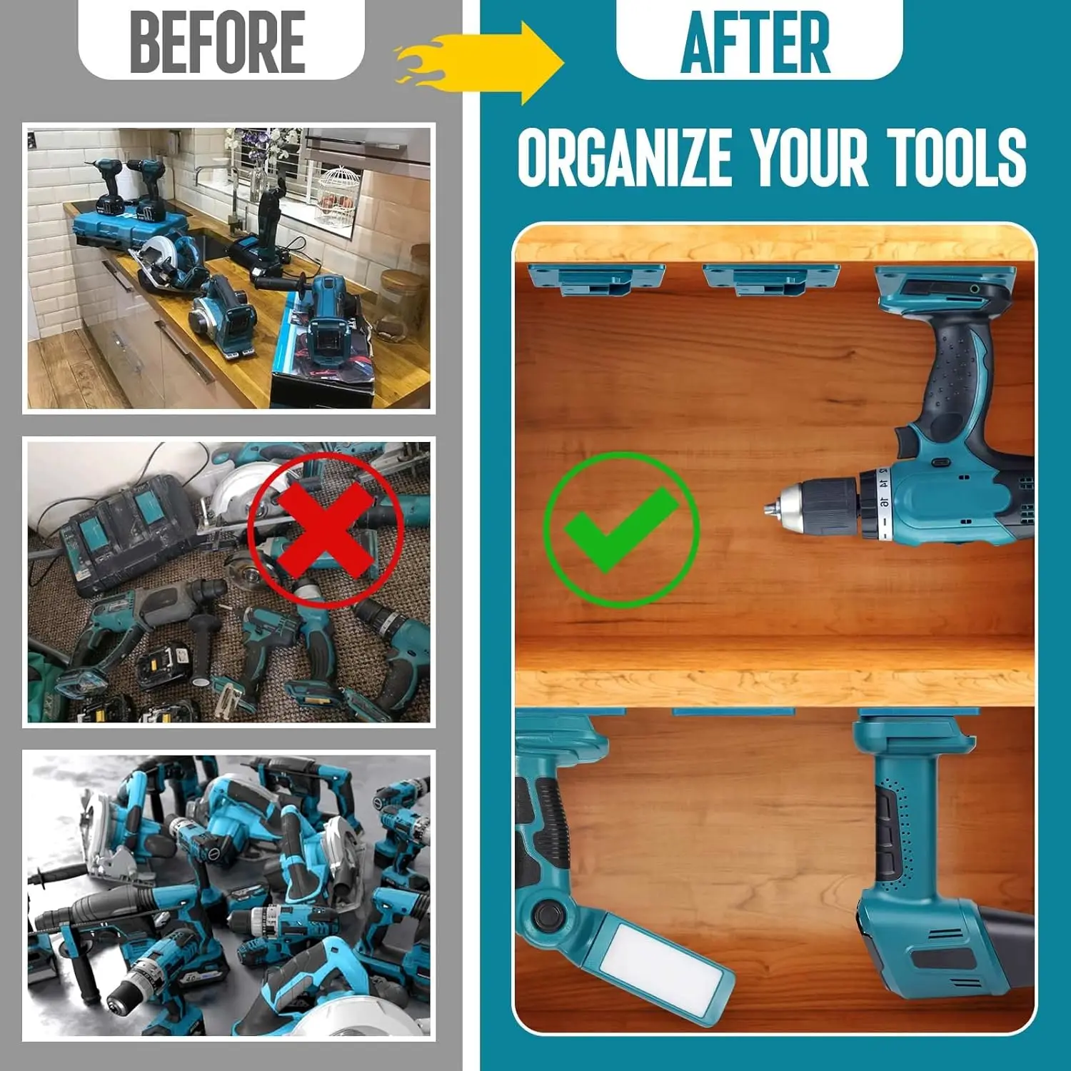 5 Packs Tool Holder Dock Mount for Makita 18V Li-ion Drill Tools Holder, Hanger