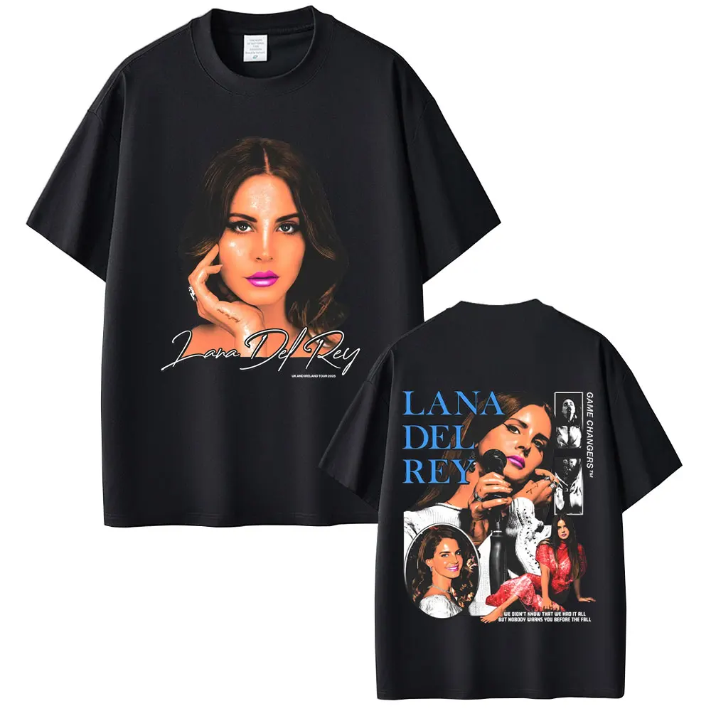 

Lana Del Rey UK and Ireland Tour 2025 T-shirts Men's Women Fashion Pop Music Short Sleeve T Shirts Vintage Streetwear Fans Gift