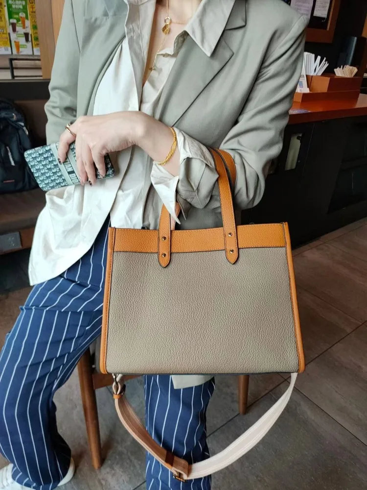 Borsa a tracolla da donna in vera pelle da lavoro in vera pelle di vacchetta con pannelli colorati borsa a tracolla da donna con tracolla da ufficio