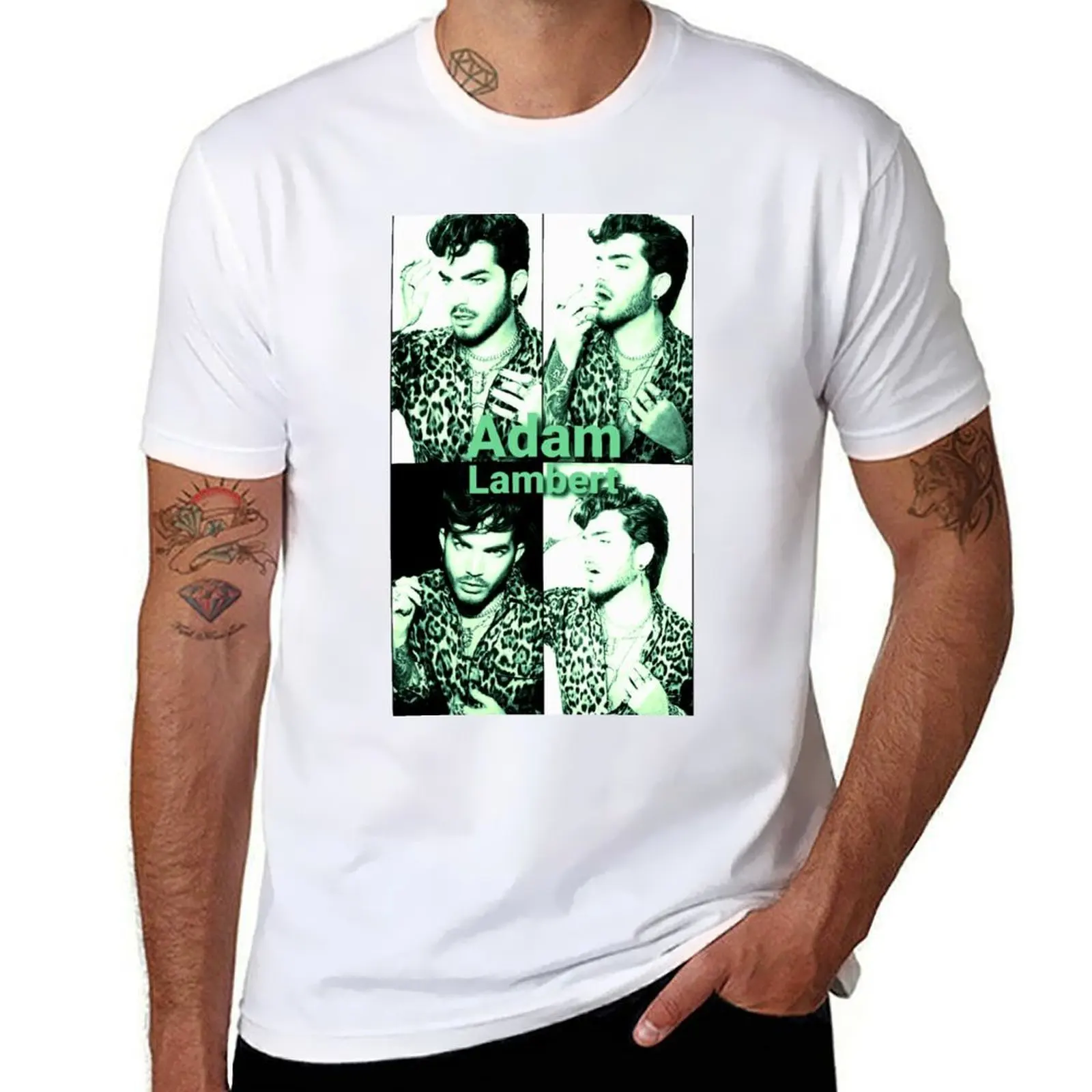 

Hot in green Adam Lambert T-Shirt man t shirt cotton cotton t shirts man 100% t shirt custom print T-shirt