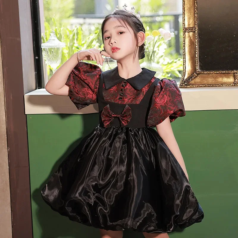 Summer Kids Dresses new black Bow Girls For Birthday Party Princess Children’s Pageant Gown Baby Girl