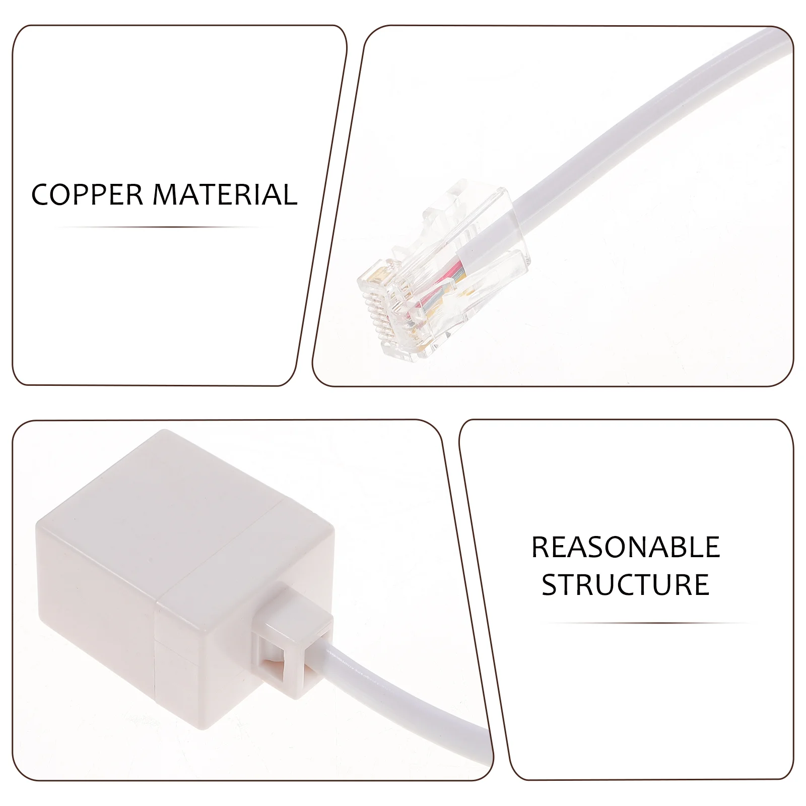 2 Pcs to RJ11 Network Phone Adapter Cable Signal Transmission High Efficiency Telephone Ethernet Converter 8P4C to