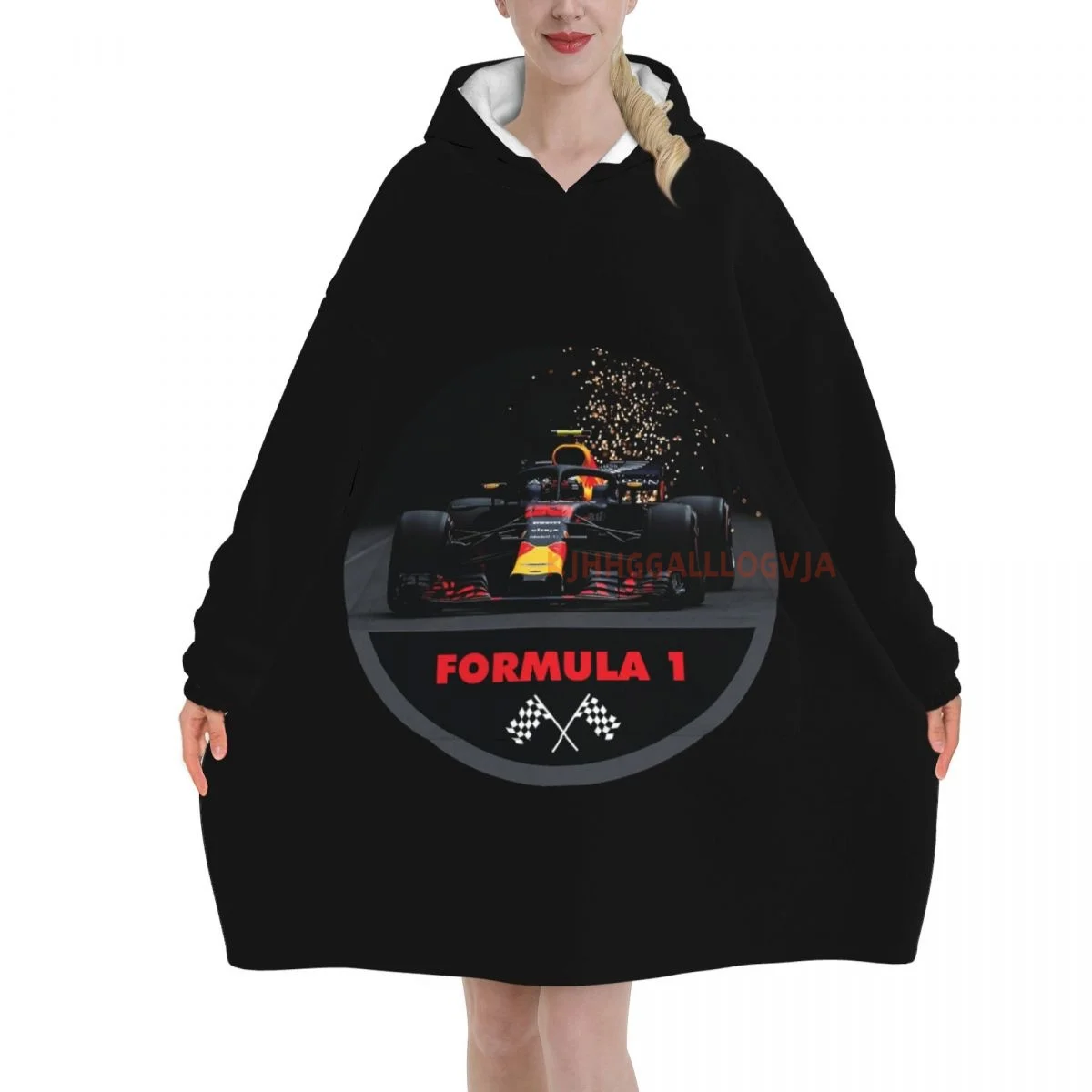 

F1 Car Wearable Flannel Blanket Hoodie Oversized Hooded Blanket Pullover Sweatshirt Fleece Sherpa Blankets with Pockets