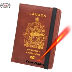 Customized Canadian Passport Cover with Names Canada Women Men Protector Pu Leather Passport Case Travel Accessories