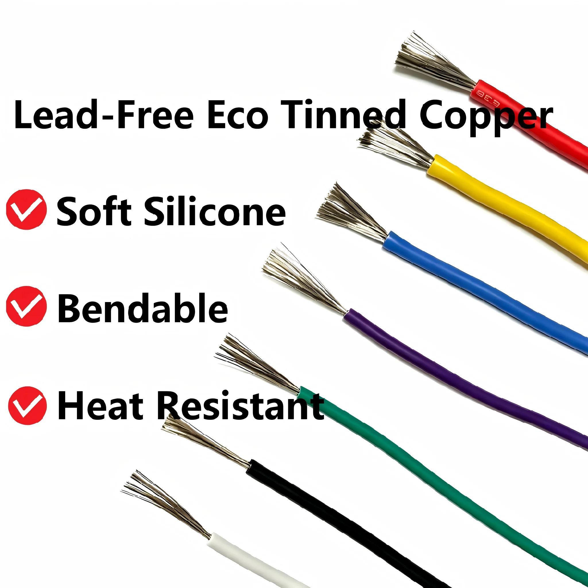 1M/5M/10M UL3239 Silicone Wire Tinned Copper 14 16 18 20 22 24 26 28 30 AWG 3KV DIY LED Electronic Cable