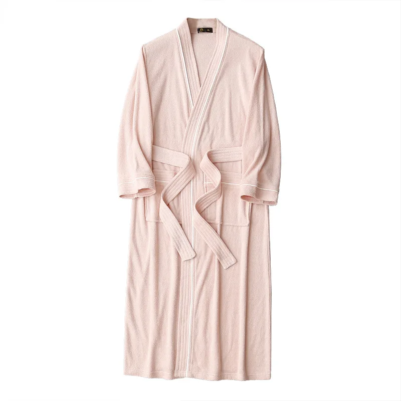 Soft Absorbent Towel Material Bathrobe Women Sleepwear Kimono Shower Bathrobe Couple Men Peignoir Homewear Loungewear