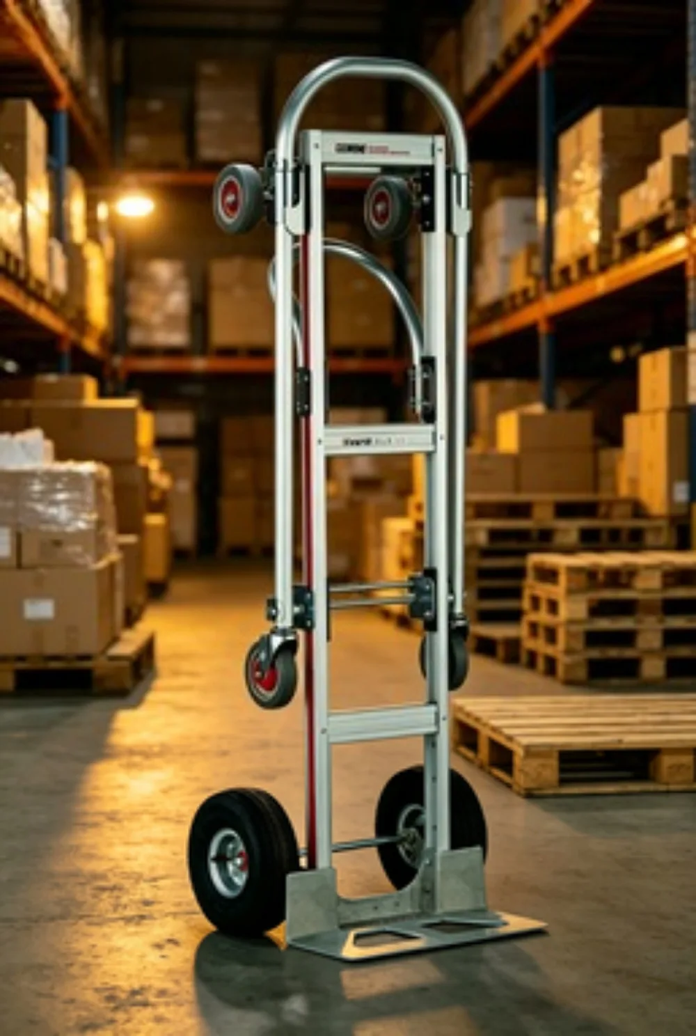 Convertible Hand Truck Dolly with Pneumatic Wheels 500 lbs Capacity Foldable Cart 61 Inch Height Silver