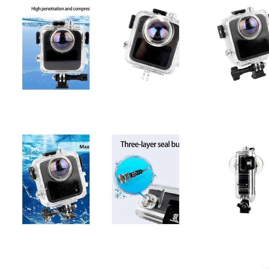 

193A Visible Housing For Max2 Action Camera Diving Case Pressure Proof Structure Shell Universal 2Prong Interfaces Mount