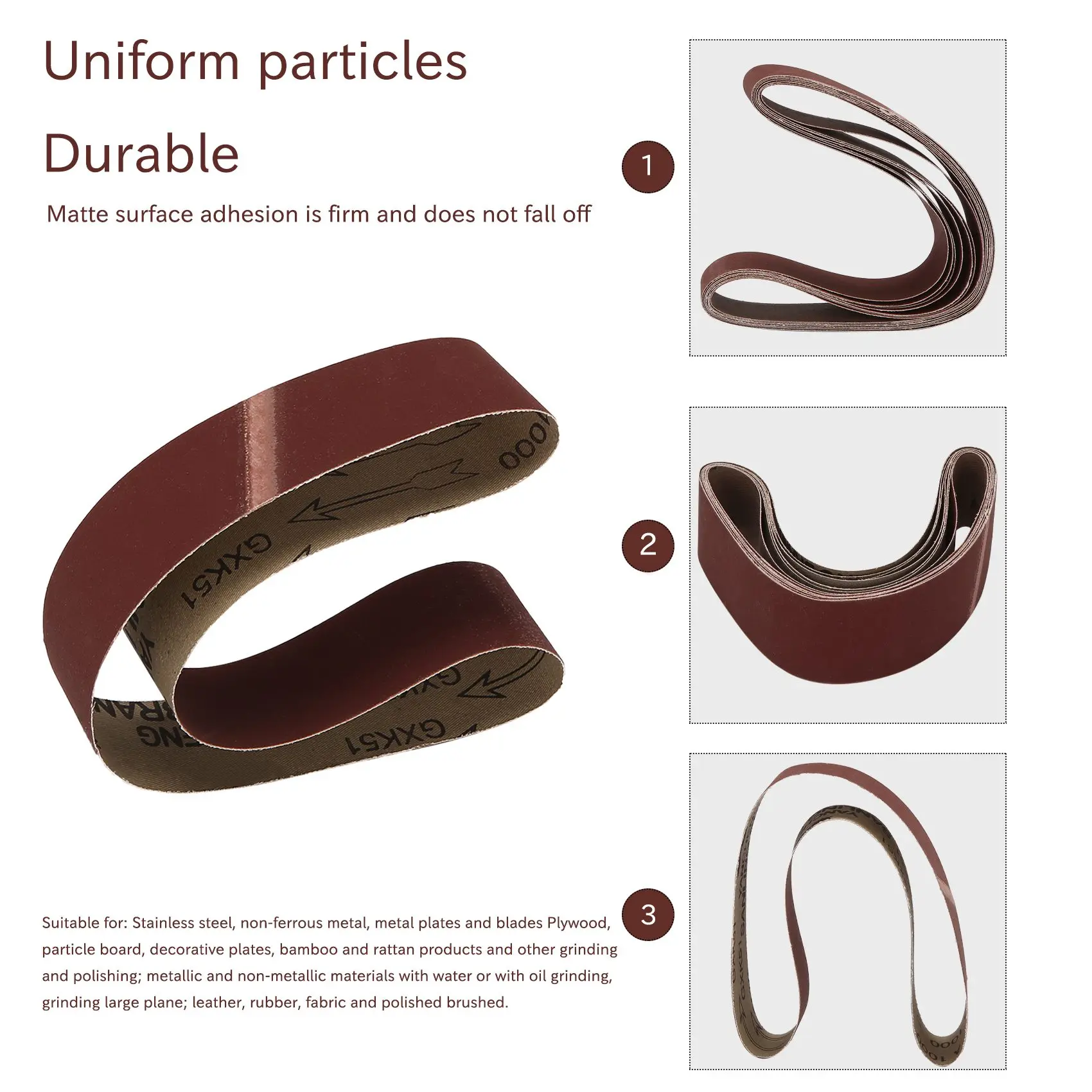 7Pcs Abrasive Sanding Belts Band 120/240/320/400/600/800/1000 Grits Wood Grinding Sander Tools Aluminum Oxide 50X686mm