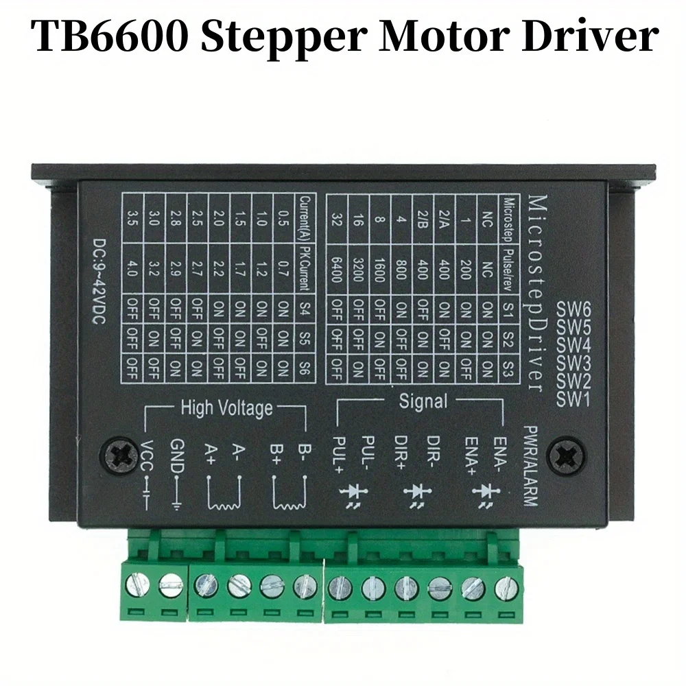 

Stepper Motor Driver TB6600 23 Nema 34 42/57/86 Nema17 4A DC9-42V 1 Axis Stepping Motor CNC Engraving Machine