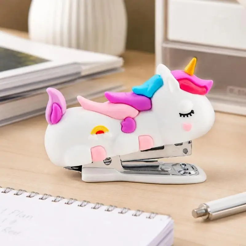  Manual Paper Stapler with Silicone-Covered Body and Built-In Remover