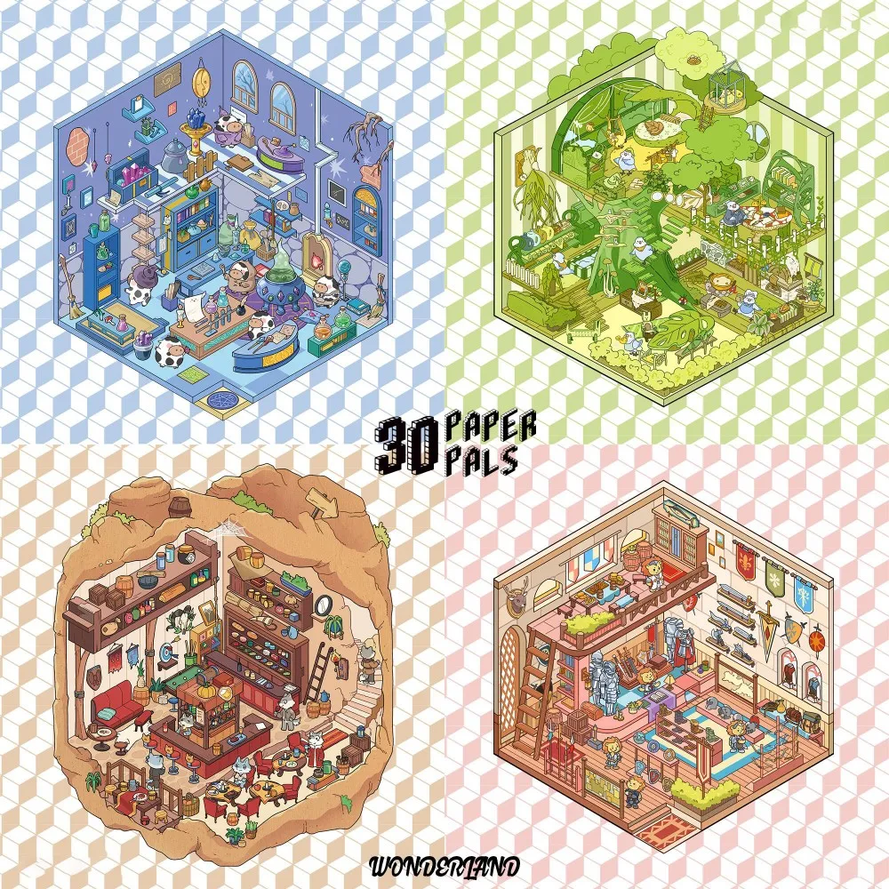 Card Lover 3 Pcs [Fantasy Land Series] Aesthetics 3D Journal Stickers PET Sticker Paper Scrapbooking Material Scrapbook Kit