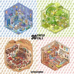 Card Lover 3 Pcs [Fantasy Land Series] Aesthetics 3D Journal Stickers PET Sticker Paper Scrapbooking Material Scrapbook Kit