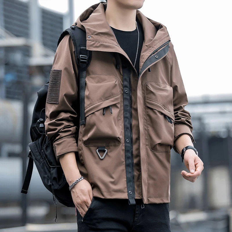 Bomber Jacket Men Cargo Cityboy Workwear Waterproof Luxury Hooded Coat Military Tactical Jacket Casual Outdoor Motorcycle Jacket