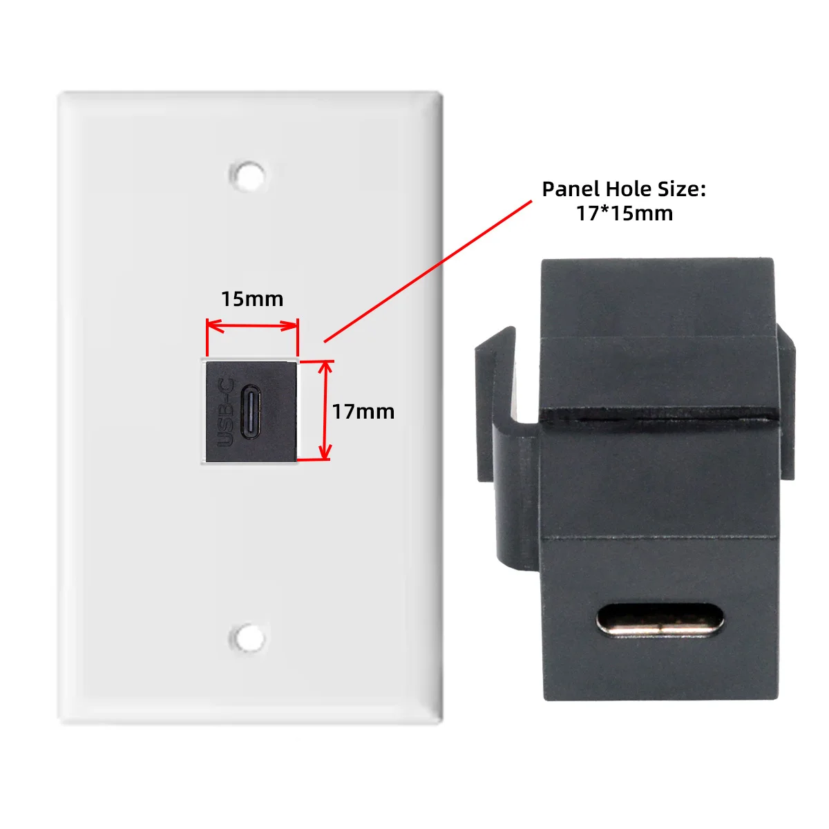 Cablec USB-C Female ke tipe-c Female USB2.0 ekstensi Keystone Jack Coupler Adapter untuk dinding Panel plat kabel USB