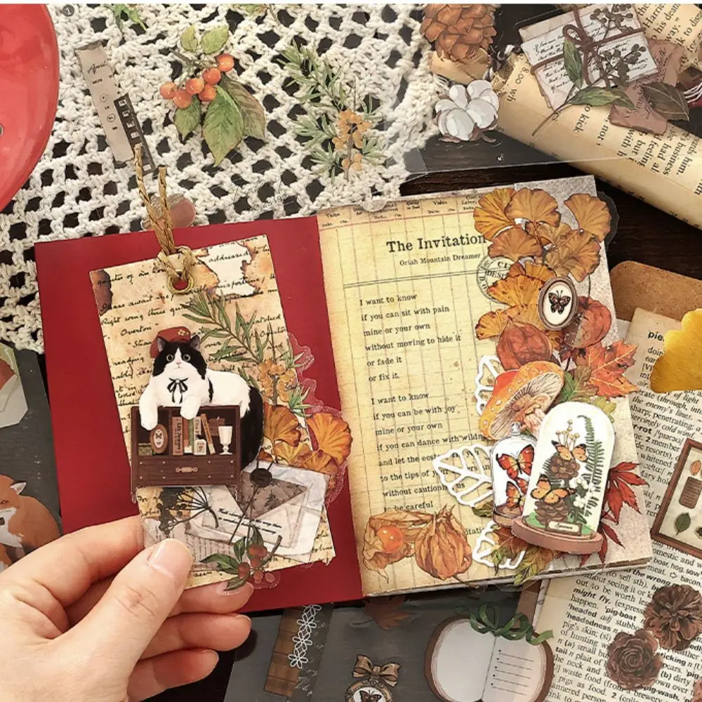 1 Set Premium Self-Adhesive Sticker Book PET DIY Scrapbook Sticker Die-cut Stress Relief Planner Stickers For Scrapbooking