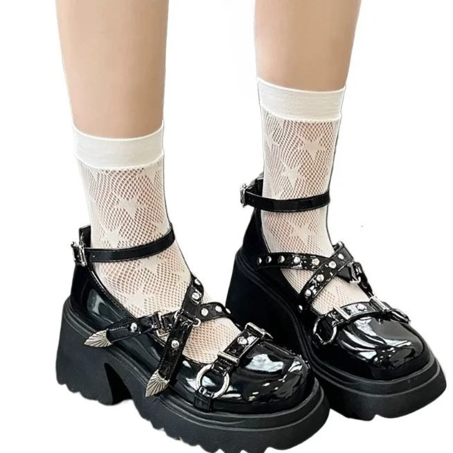 Star Mesh Socks Young Girl Breathable Net Hosiery Women's Black White Casual Gothic Style Socks view 2