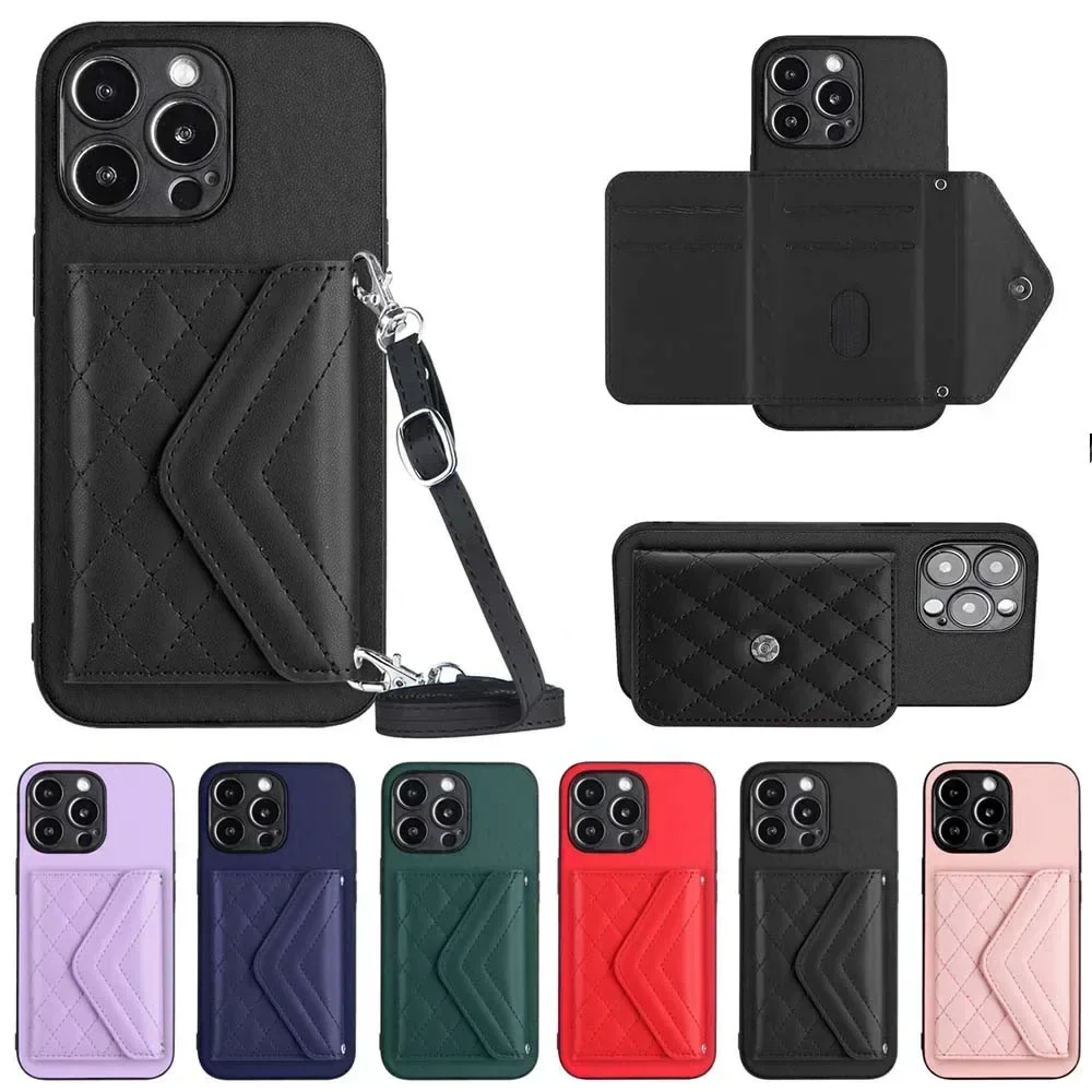 Wallet Phone Case For OPPO Realme GT Neo 6 SE 6T Reno 12 11 Pro 11F 10 A17 A18 4G A38 A58 A78 A79 Card Slot Holder Lanyard Strap