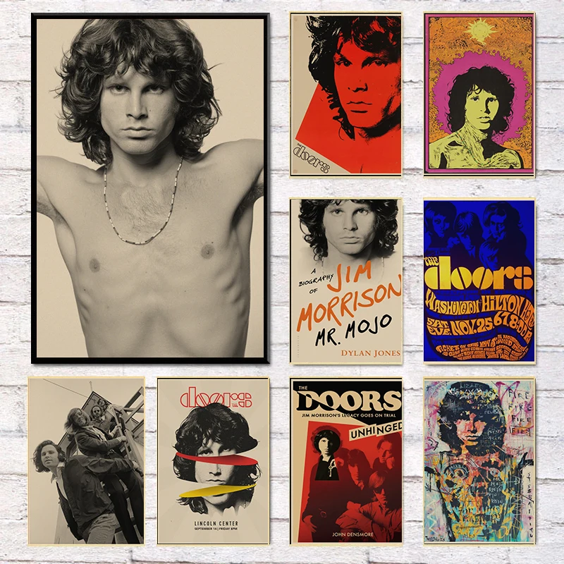 Vintage Poster Home Decor The Doors Jim Morrison Kraft Rock Poster Retro Poster Rock Band Music Star Poster Wall HD Printed