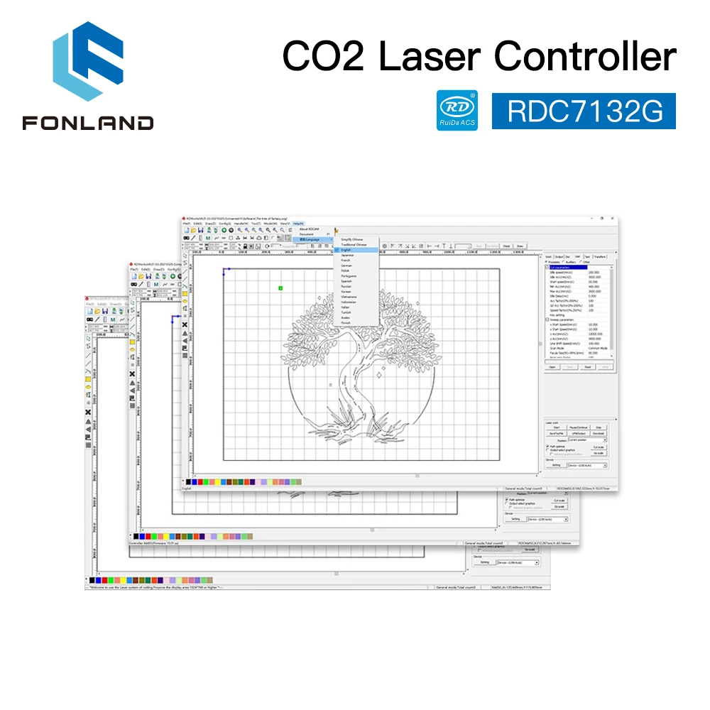 FONLAND Ruida RDC7132G CO2 Laser Controller CNC System Laser Control Panel for CO2 Laser Engraving Cutting Machine