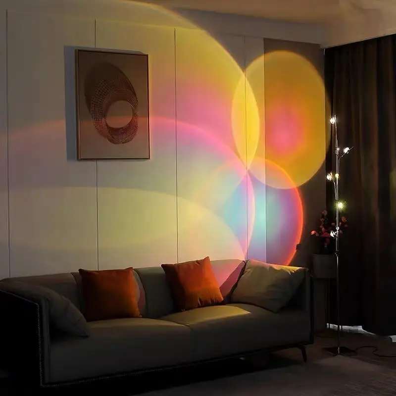 Luxury LED Projection Floor Lamp Nordic Rainbows Standing Lamps Art Bar Bedroom Bedside Floor Lights Home Decora Dropshipping