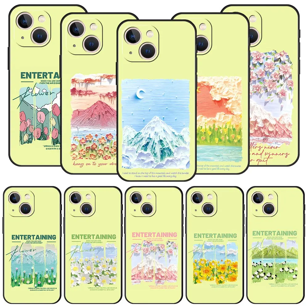 Print Green Fashion Flower Phone Case For Samsung Galaxy S26 S25 S24 S23 S22 S20 Ultra S21 FE 5G S10 Plus TPU Shockproof Cover