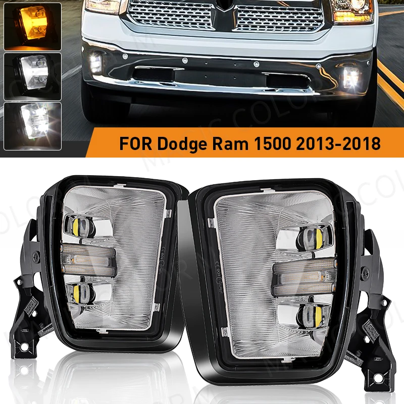 

GEFENSI светодиодные противотуманные фары дневных ходовых огней для Dodge Ram 1500 2013 2014 2015 2016 2017 2018 DRL указатель поворота белый желтый автомобильный Ac