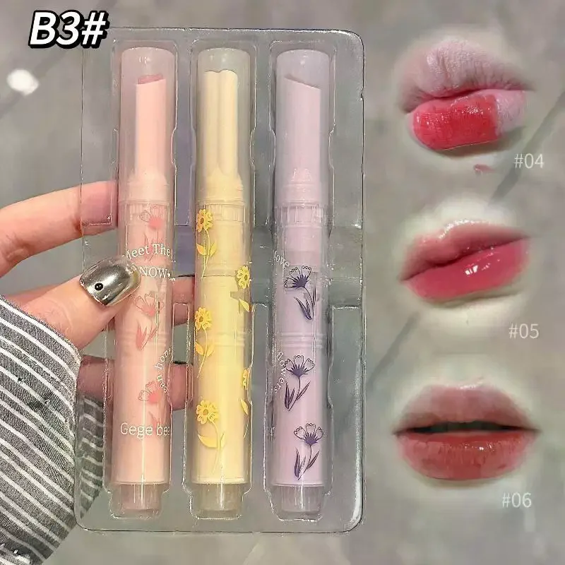 Gege bear Lip Glaze Mirror Glitter Lip Tint Long Lasting Moisturising Love Heart Shape Solid Lipstick Pen Lips Makeup Cosmetic