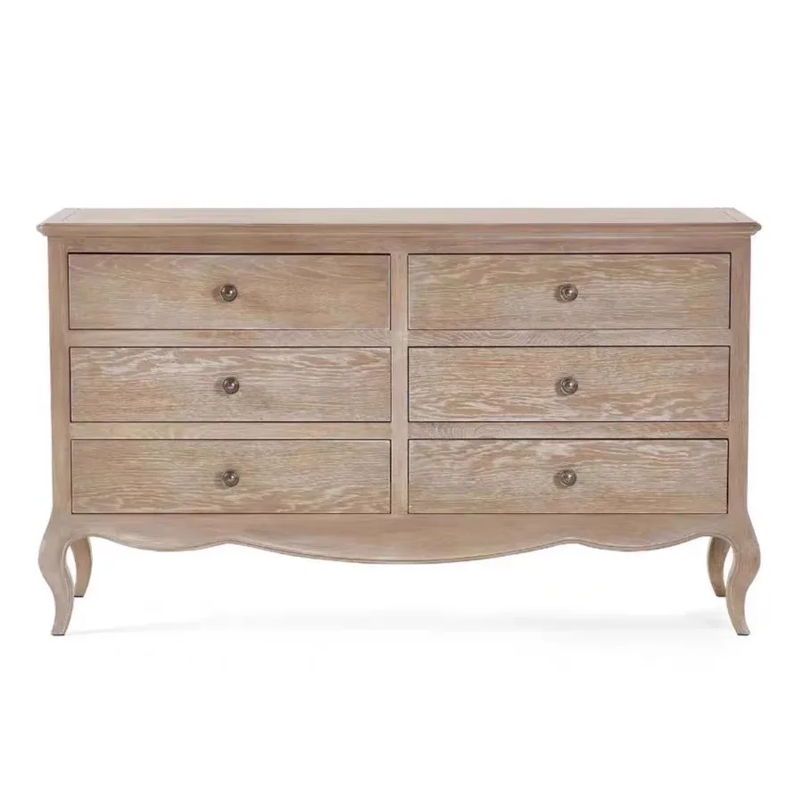 #R/H Yellow Cave Stone Rosewood Modern Farmhouse 6-Drawer Chest Slide Rail Dust-proof Customizable Warehouse Storage Cabinet