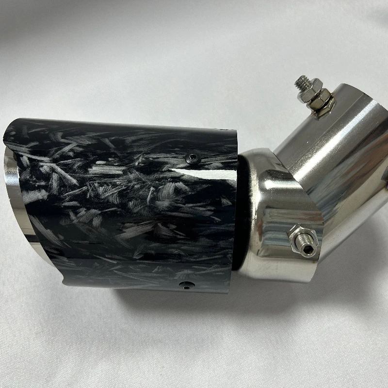 Car Modification Forged Pattern Tailpipe 63-89mm Stainless Steel Tailpipe Adjustable Elbow ABS Plastic Shell Tailpipe