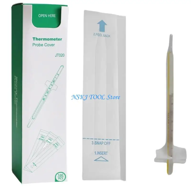 L8RC 100Pcs Thermometers Probe Cover Protectors Clear Temperature Sheath Sleeves