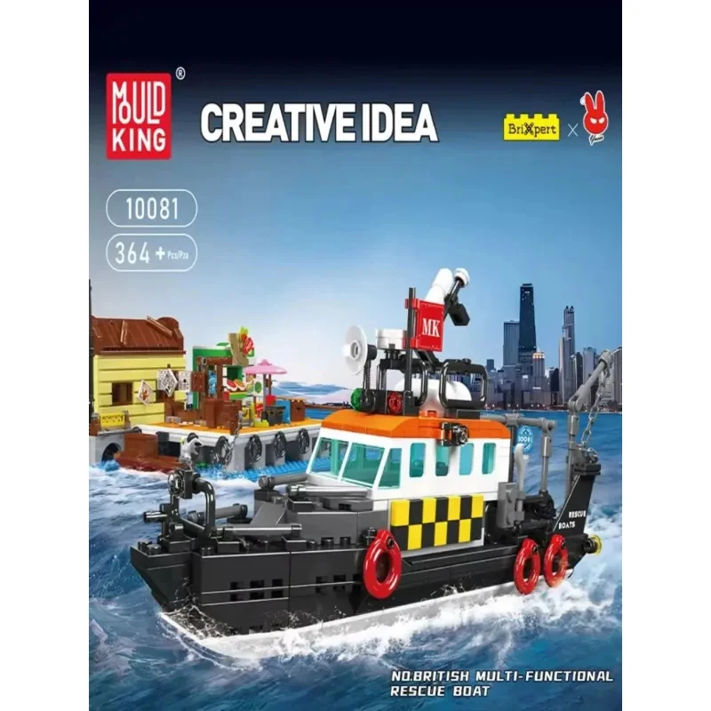 

Mould King DIY 10081 City Fishing Toy Set Multi-Purpose Lifeboat Boats Building Blocks Set Sea Exploration Ship Boys Girl Collec
