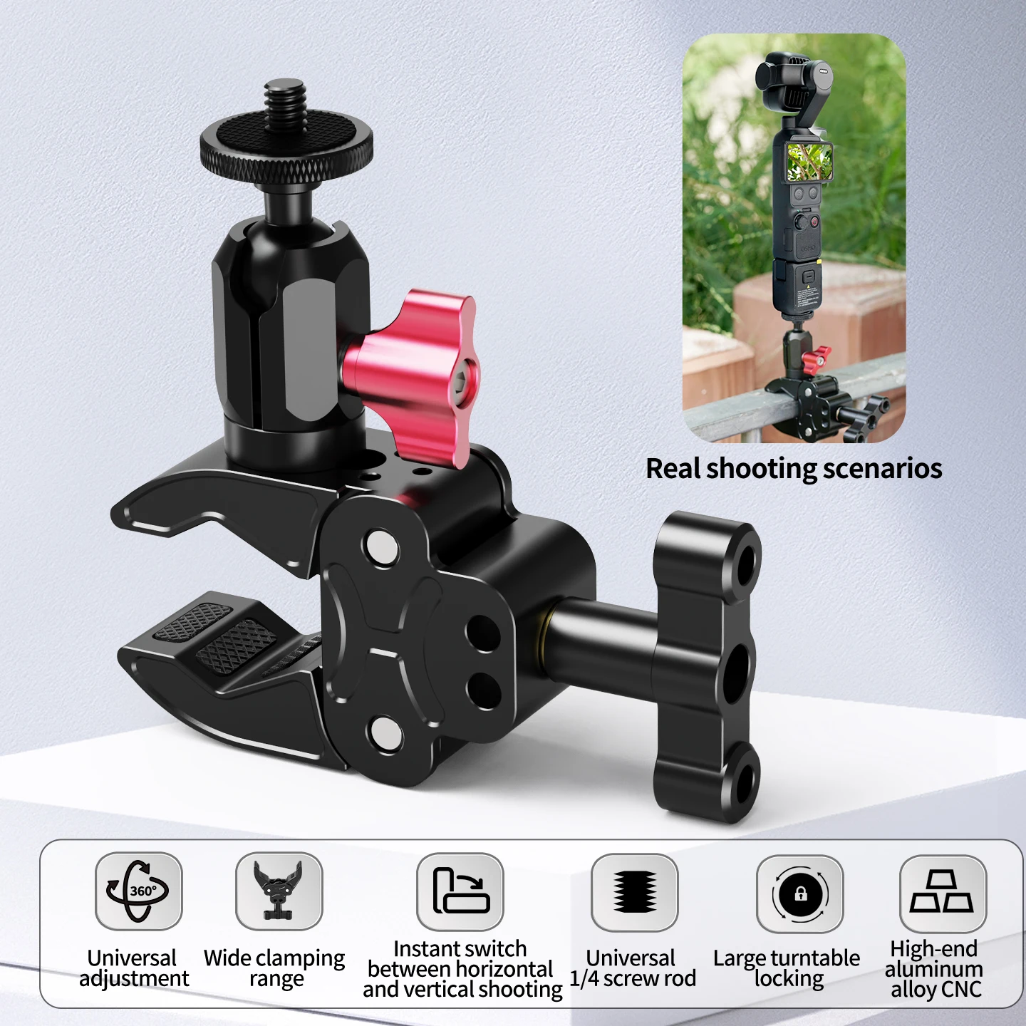 Aluminum Crab Clamp Mount With 1/4