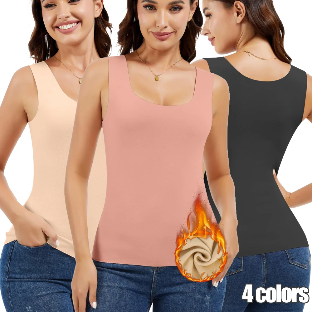 

Women's Autumn Winter Warm Vest Comfortable Thermal Underwear Casual Nightwear Elasticity Female Thin Velvet Sleeveless Tops New