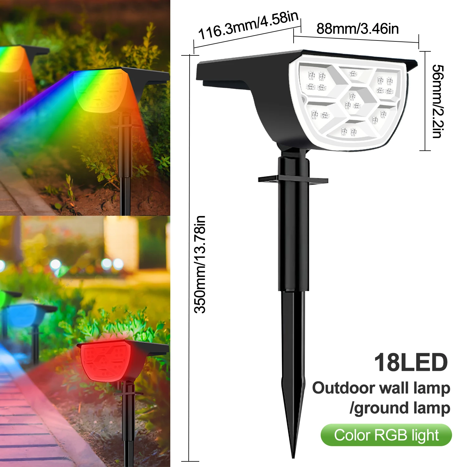 72/68 LED-zonne-landschapsverlichting buiten IP65 waterdicht zonne-licht met 3 modi zonne-tuinspot voor tuin gazon loopbrug