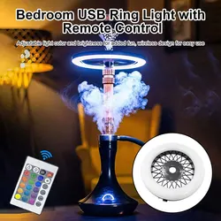 RGB LED Hookah Controle Remoto Anel Luz, Lâmpada Atmosfera, USB Recarregável, Quarto Nightlight, Holiday Party, Bar Club Decor