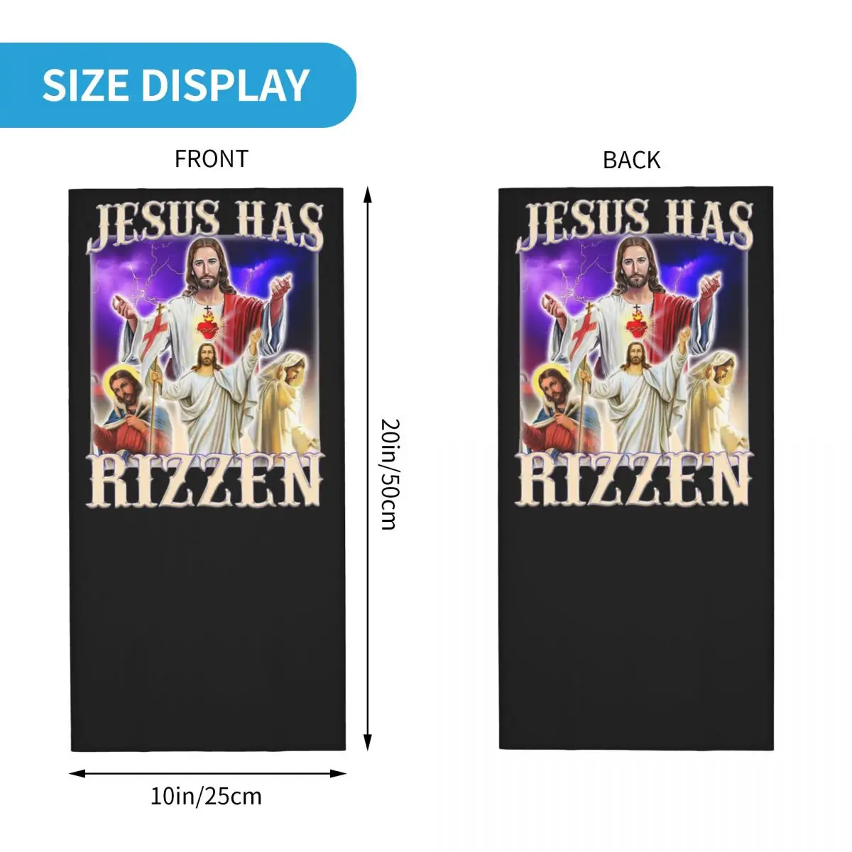 2024 Jesus Has Rizzen Rizz Humor Christ Gag Gift Bandana Accessories Neck Cover Printed Funny Catholic Jesus Meme Face Scarf