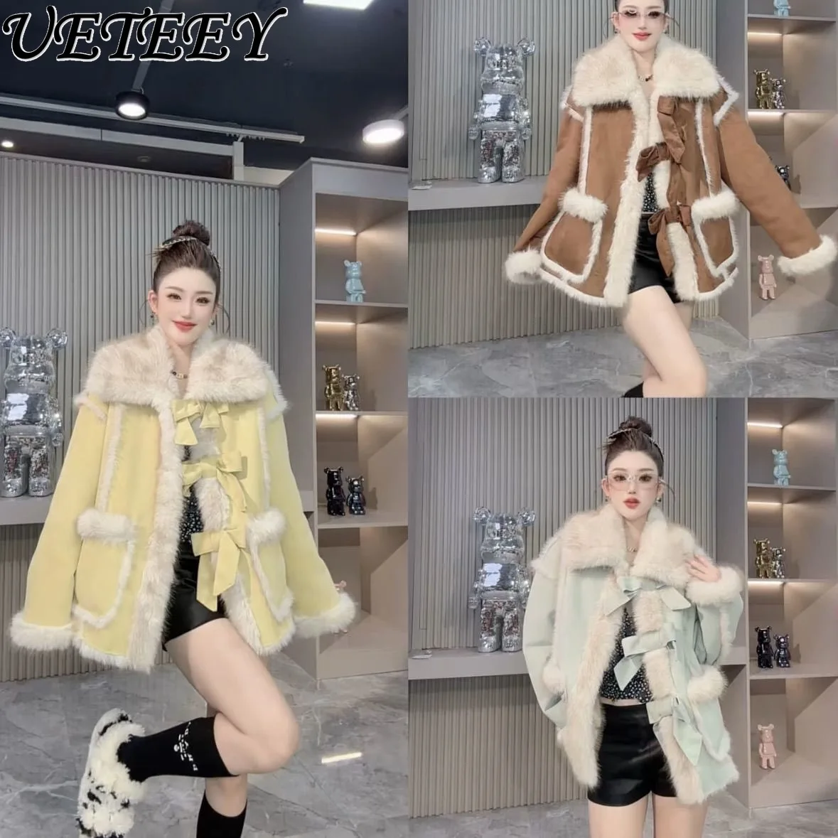 2025 جديد الشتاء سميكة الدافئة اصطف فضفاض التخسيس تنوعا معطف الفرو للنساء الملابس منتصف طول الفراء سترة معطف سترة #3
