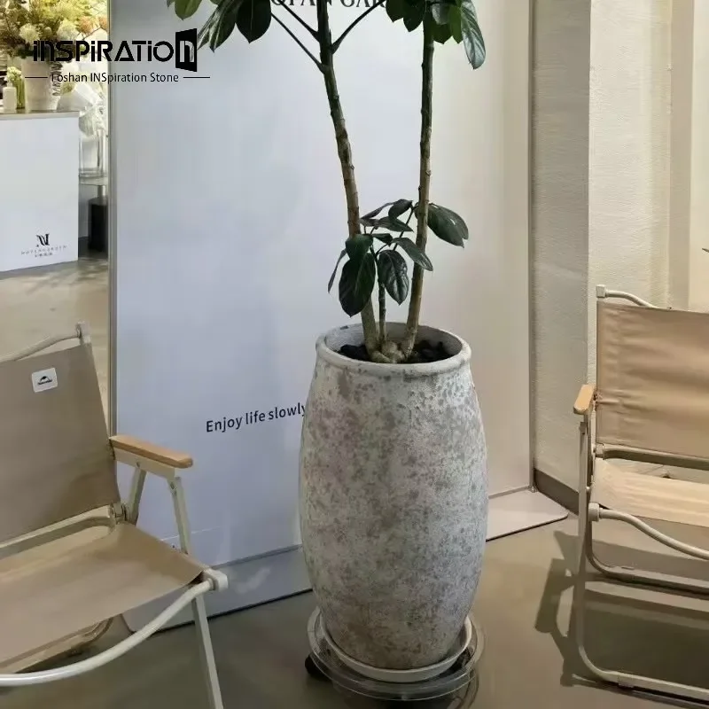 Large Fiberglass Cement Lightweight Concrete Big Planter Flowerpots Garden Plant Flowerpots Grow Flowerpot Containers